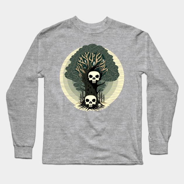 Evil Spirits Tree with skulls and Ghosts Long Sleeve T-Shirt by BluedarkArt